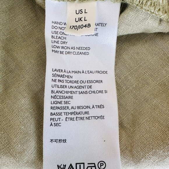 Free People Linen Blend Utility Button Down Blouse with Ties on Puff Sleeve Sz L - Picture 11 of 11